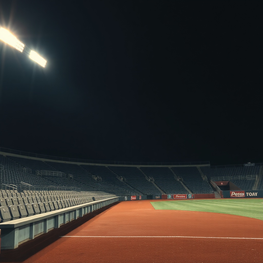 Empty night bleachers